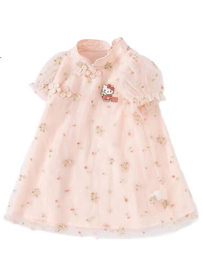 Dave & Bella Hellokitty Collaboration Girls' Summer Dress, Baby Hanfu, Infant Skirt - Image 3