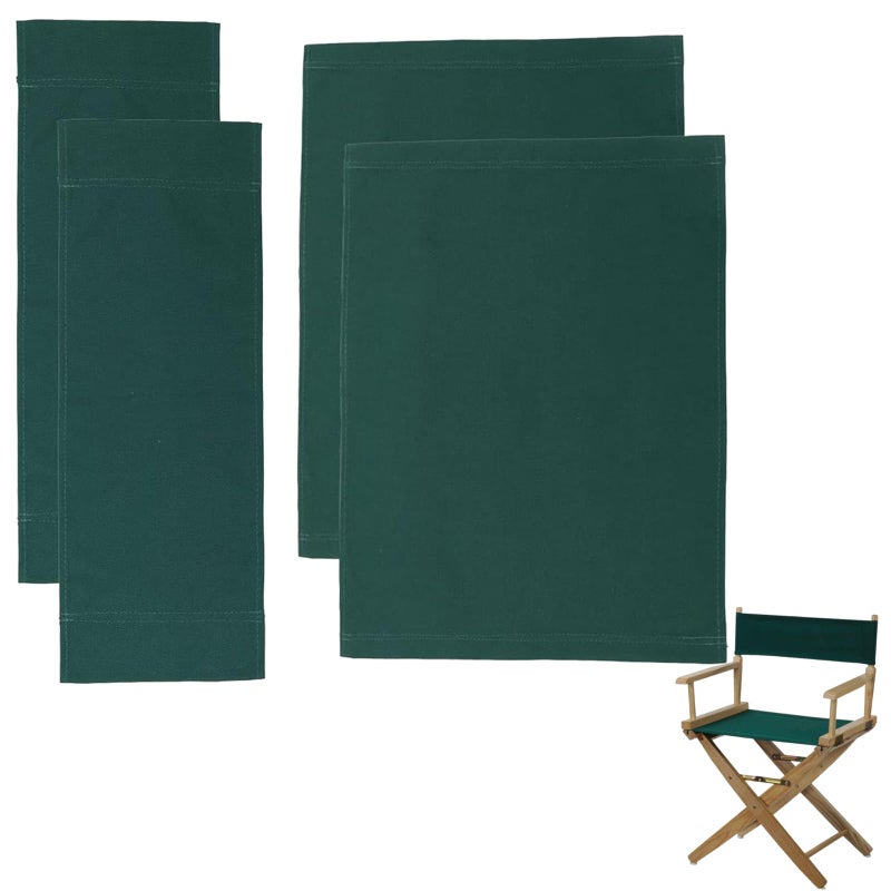 2 Set 4pcs 18L X 15W Directors Chair Canvas Replacement Covers Kit for Directors ChairsMovie Chair Replacement Canvas Seat and Back Oxford Cloth Cover for Home Director Chair Green