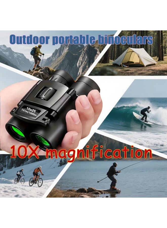 Black 10x25mm Binoculars Outdoor High Definition Lightweight Portable For Camping Hiking Concerts Sports - Image 4