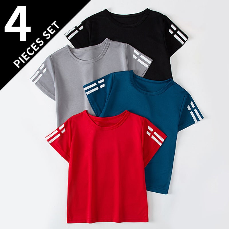 4-Piece Children'S Quick-Drying Long-Sleeved T-Shirt Boys Sports Top Girls Casual All-Match Single Break - Image 3