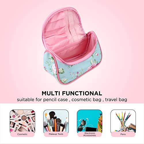 NFI essentials Makeup Pouch Floral Print Cosmetic Pouch Vanity Case Jewellery Pouch Stationery Pencil Case Travel Organiser Travel Pouch Bridal Gift - Image 3