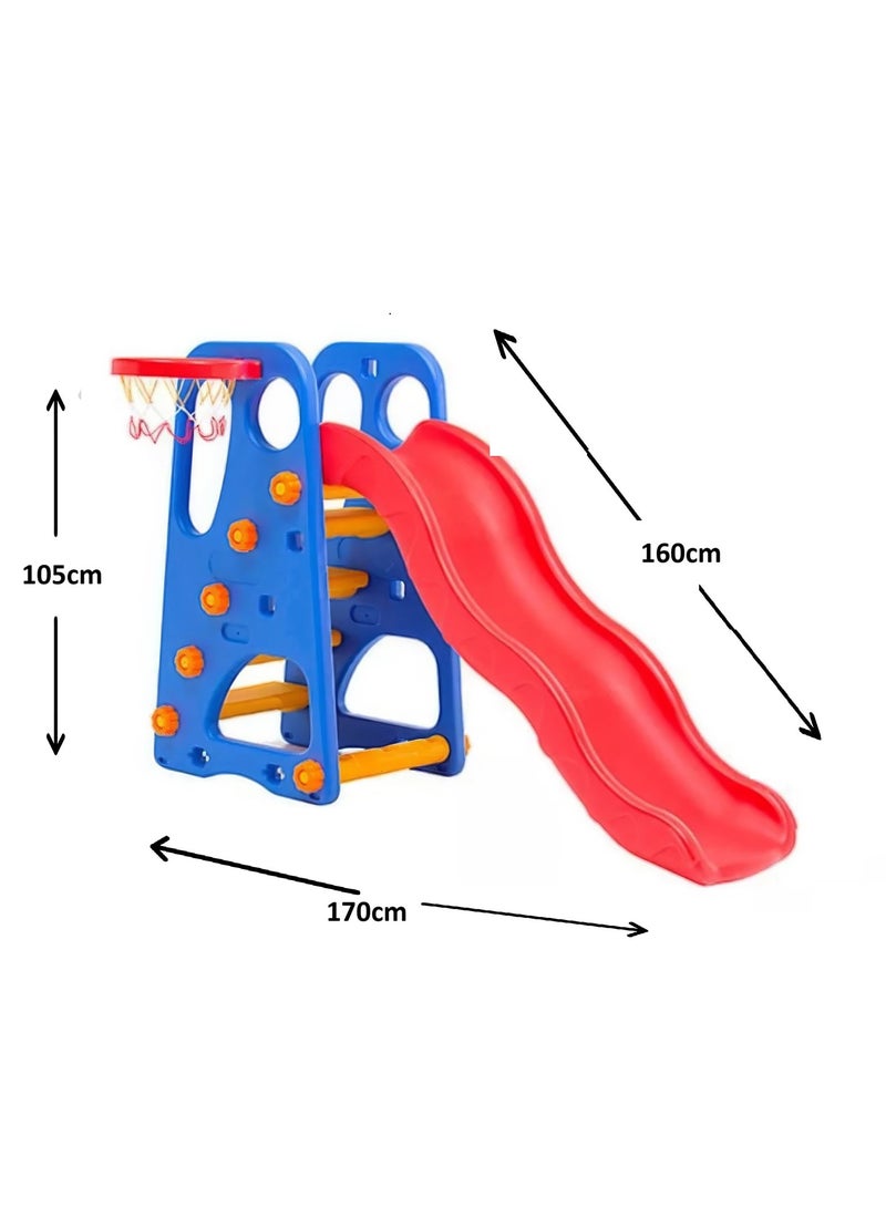 Funz 4 in 1 Kids Play Climber Slide Playset Folding Slide for Toddlers with Basketball Hoops and Ball Slide Indoor and Outdoor for Kids Age 1-6 Years - Image 3