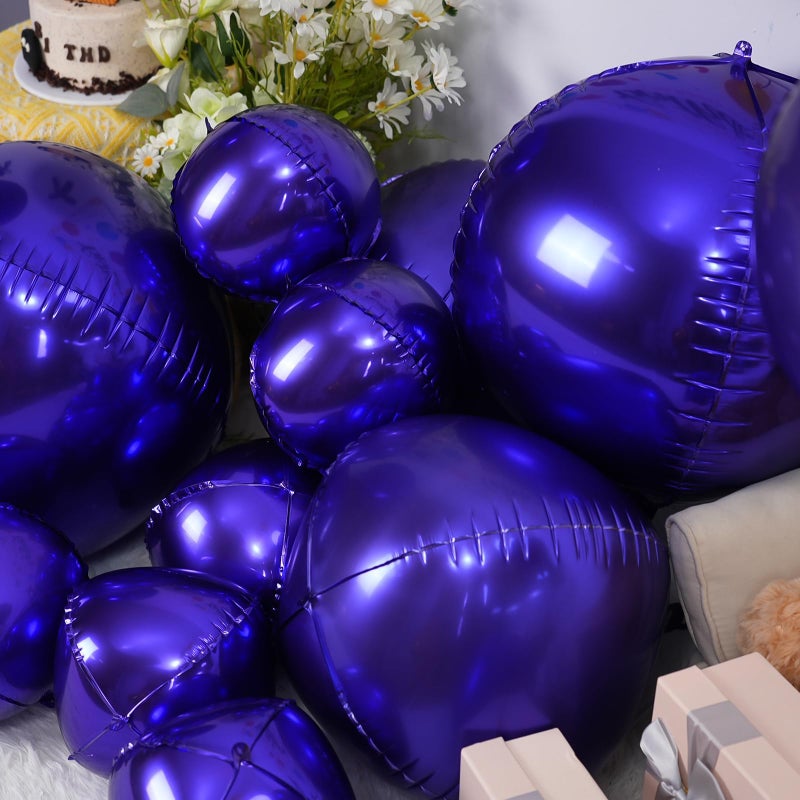 Vibzox 12Pcs Dark Purple Round Foil Balloons, 22" 15" 10" 4D Helium Ball Balloon, Metallic Purple Foil Balloon for Galaxy Birthday Graduation Wedding Anniversary New Year Eve Disco Prom Party Decorations - Image 4