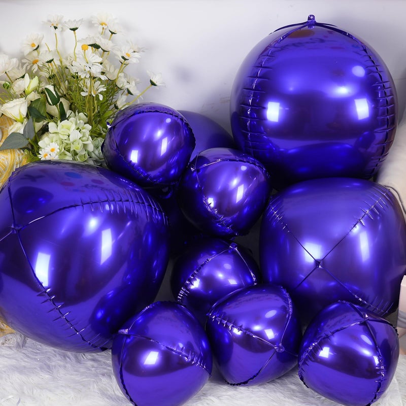 Vibzox 12Pcs Dark Purple Round Foil Balloons, 22" 15" 10" 4D Helium Ball Balloon, Metallic Purple Foil Balloon for Galaxy Birthday Graduation Wedding Anniversary New Year Eve Disco Prom Party Decorations - Image 5