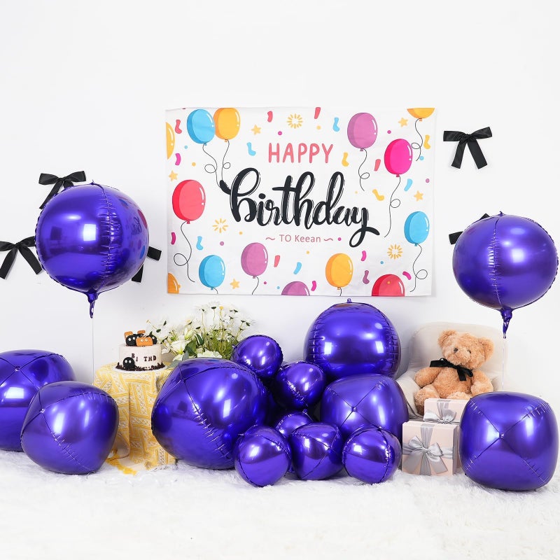 Vibzox 12Pcs Dark Purple Round Foil Balloons, 22" 15" 10" 4D Helium Ball Balloon, Metallic Purple Foil Balloon for Galaxy Birthday Graduation Wedding Anniversary New Year Eve Disco Prom Party Decorations - Image 3