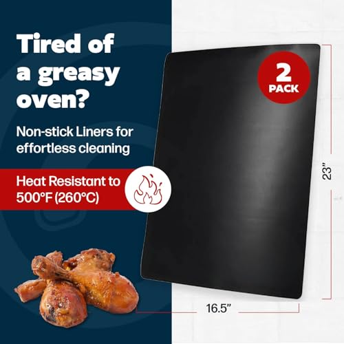 Cooks Innovations Non-Stick Oven Protector Mat - 2 Heavy Duty Nonstick Oven Rack Liners to Protect Convection, Electric, Gas, & Microwave Ovens - BPA & PFOA Free Heat Resistant Baking Mat - Image 4