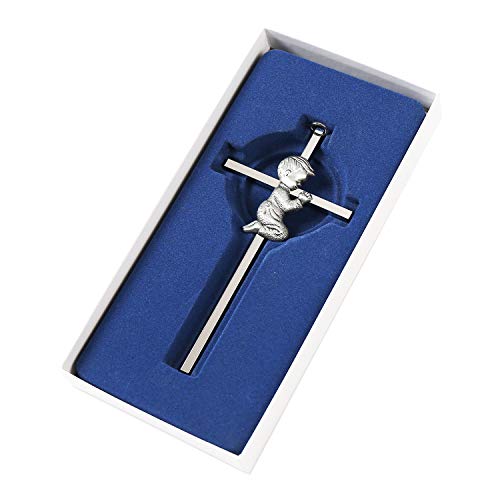 TRULIVA Silver Boy Wall Cross, Baptism & First Holy Communion Plaque, Baby Shower, Christening Decor - Image 2