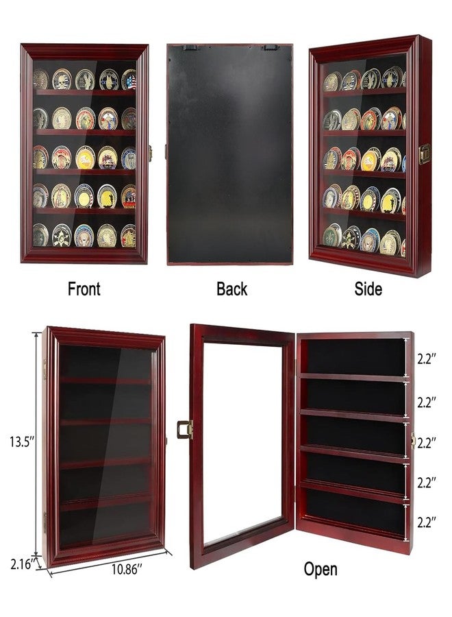 ASmileIndeep Military Challenge Coin Display Case Holder with HD Toughened Glass and Wall Mount, Wooden Coin Stand Rack with Removable 2 Grooves Shelves, Mahogany Finish… - Image 5