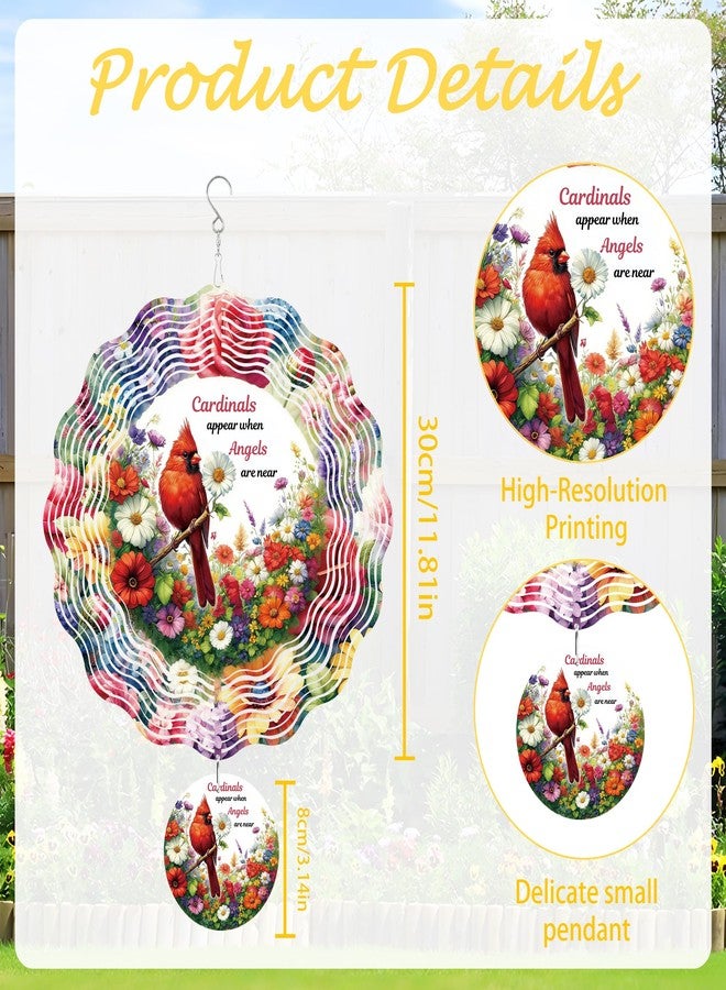 Romart Wind Spinner Hanging Outdoor Decor, 12 Inch 3D Cardinal Memorial Metal Kinetic Wind Spinners for Garden Yard Patio, Stainless Steel Laser Cut Art Sympathy Gifts for Loss of Loved One - Image 3