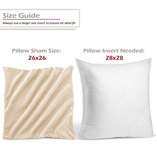 Nestl Throw Euro Pillow Covers, Cozy Velvet Decorative Pillow Covers 26 x 26 Inches, Soft Solid Couch Pillow Case for Sofa, Bed and Car, Set of 2 - Beige Cream - Image 2