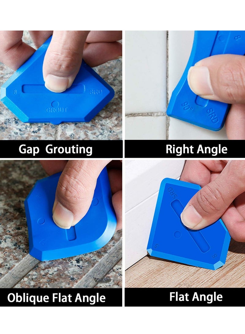 Silicone Caulking Tool, Caulk Remover Tool Grout Removal Tool, Caulk Remover, Silicone Caulking Tool Kit, with 4pc Glass Glue Angle Scraper - 3 in 1 Caulking Finishing Tools - Image 4