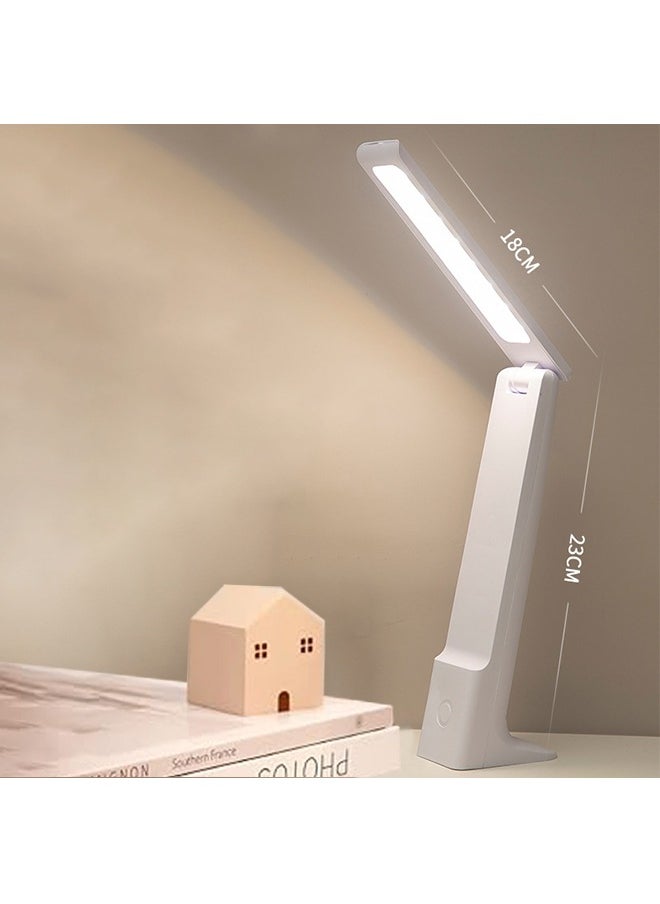 Generic - LED Desk Lamp Eye-protection Lamp Bedside Lamp with 3 Lighting Modes,Rechargeable Reading Lamp with Adjustable Arm and USB Charge Port Foldable Eye Caring Table Light for Home Office Study White - Image 1