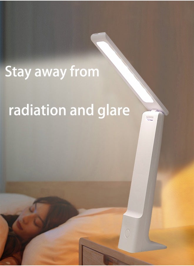 Generic - LED Desk Lamp Eye-protection Lamp Bedside Lamp with 3 Lighting Modes,Rechargeable Reading Lamp with Adjustable Arm and USB Charge Port Foldable Eye Caring Table Light for Home Office Study White - Image 1