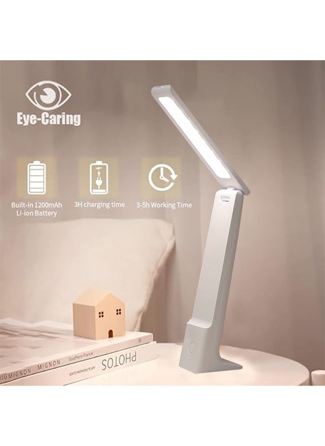 Generic - LED Desk Lamp Eye-protection Lamp Bedside Lamp with 3 Lighting Modes,Rechargeable Reading Lamp with Adjustable Arm and USB Charge Port Foldable Eye Caring Table Light for Home Office Study White - Image 1