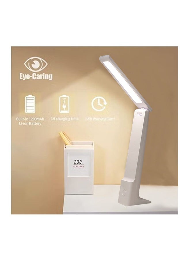 Generic - LED Desk Lamp Eye-protection Lamp Bedside Lamp with 3 Lighting Modes,Rechargeable Reading Lamp with Adjustable Arm and USB Charge Port Foldable Eye Caring Table Light for Home Office Study White - Image 1