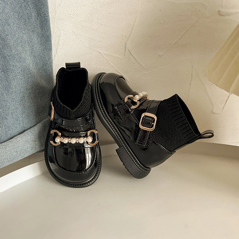 Baby Toddler Shoes Children'S Socks Shoes Fleece-Lined Ankle Boots Pearl Leather Shoes Princess Style Socks Boots Baby Children'S Shoes - Image 4