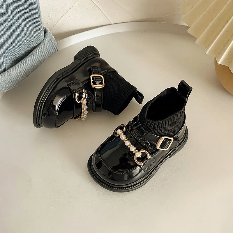 Baby Toddler Shoes Children'S Socks Shoes Fleece-Lined Ankle Boots Pearl Leather Shoes Princess Style Socks Boots Baby Children'S Shoes - Image 3