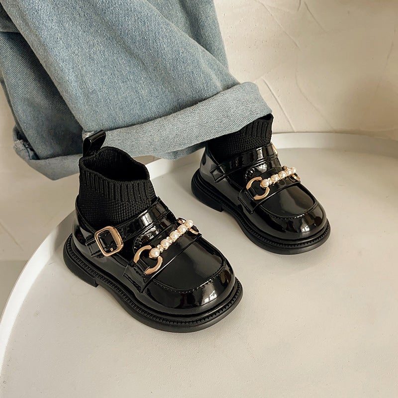 Baby Toddler Shoes Children'S Socks Shoes Fleece-Lined Ankle Boots Pearl Leather Shoes Princess Style Socks Boots Baby Children'S Shoes - Image 2