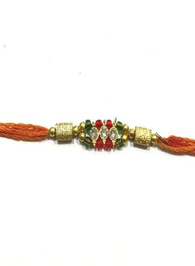 Ekdant American Diamond Stone Rakhi Raksha Bandhan Rakhi And Silk Thread - Beautiful Rakhi RK2 - Image 1