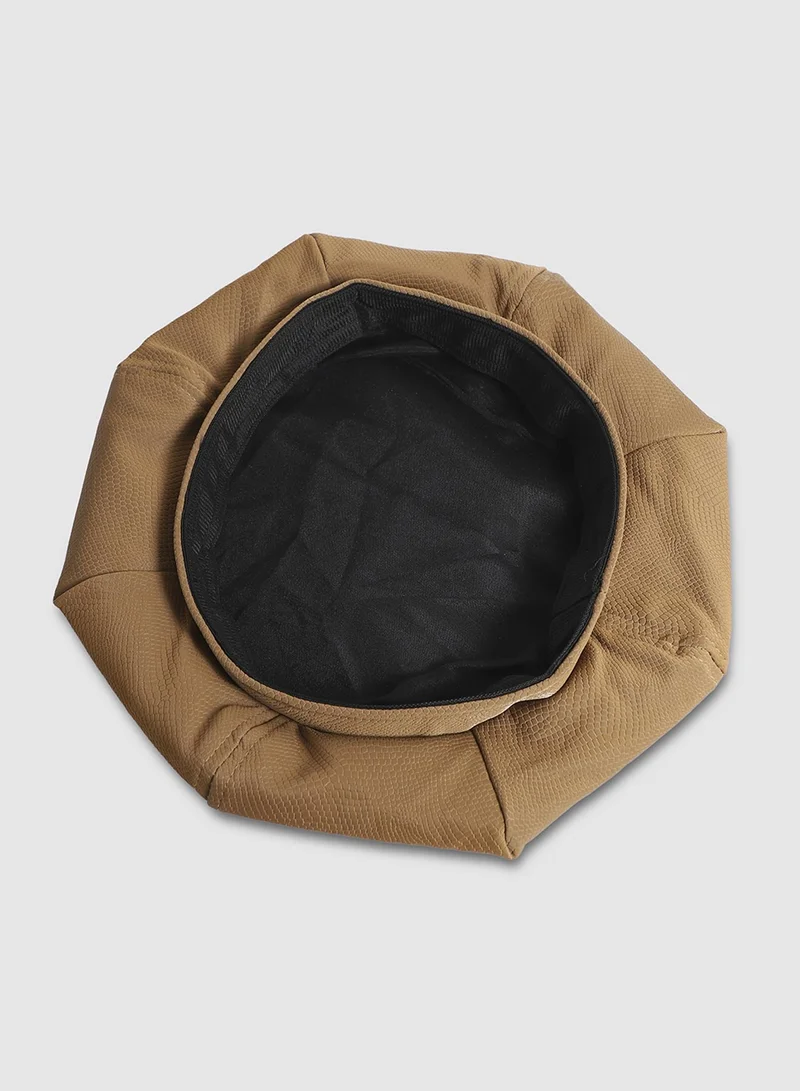 Haute Sauce  Pebbled Bakerboy Hat - Beige for Women | Best Price UAE