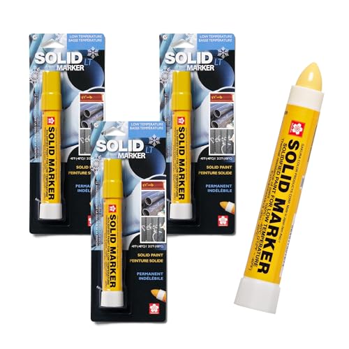 SAKURA SOLID MARKER SAKURA Solid Paint Markers with Twist Up Tip Low Temperature Permanent Marker Pens Window Wood Glass Marker Yellow Paint 3 Pack - Image 1