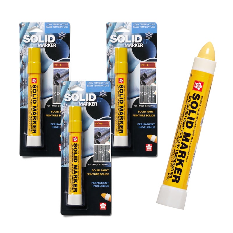 SAKURA SOLID MARKER SAKURA Solid Paint Markers with Twist Up Tip Low Temperature Permanent Marker Pens Window Wood Glass Marker Yellow Paint 3 Pack - Image 2