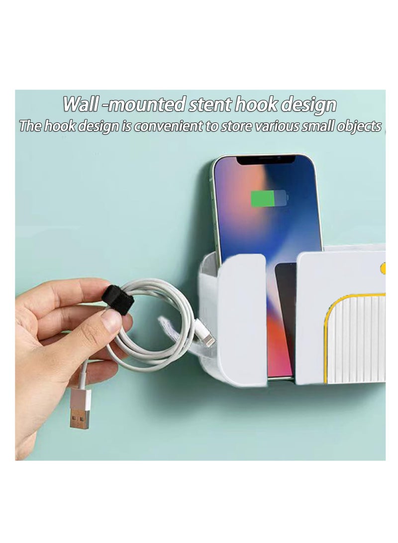 SYOSI 2 Pcs Wall Mounted Phone Holder & Storage Box with Charging Mouth Effortless Organization Sleek and Stylish Multifunction No Punching Required for Desk Bedroom Bedside Table Bathroom  - Image 4