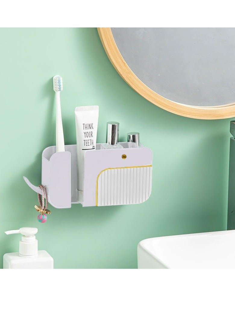 SYOSI 2 Pcs Wall Mounted Phone Holder & Storage Box with Charging Mouth Effortless Organization Sleek and Stylish Multifunction No Punching Required for Desk Bedroom Bedside Table Bathroom  - Image 1