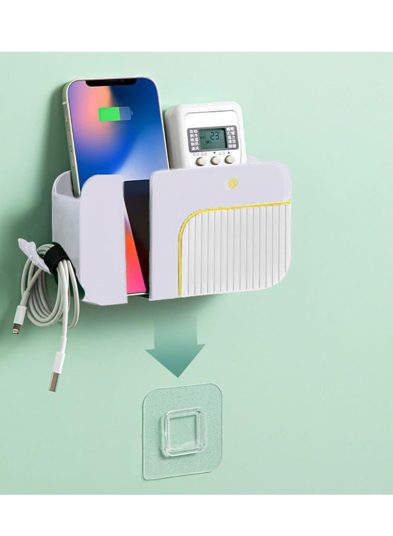 SYOSI 2 Pcs Wall Mounted Phone Holder & Storage Box with Charging Mouth Effortless Organization Sleek and Stylish Multifunction No Punching Required for Desk Bedroom Bedside Table Bathroom  - Image 2