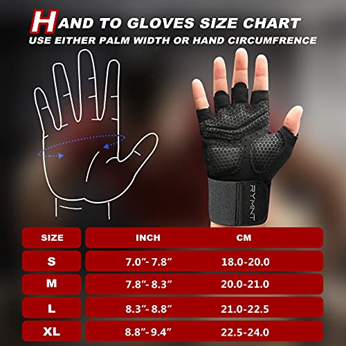 RYMNT Workout Gloves with Weight Lifting Wrist Wrap,Vented Cushioned Palm & Extra Grip for Men Women Gym,Weightlifting,Fitness Training,Fitness,Exercise,WODs,Pullups.MN Black-Large - Image 2