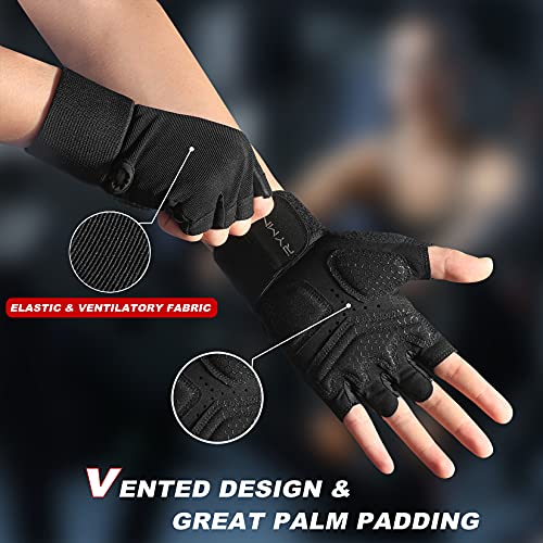 RYMNT Workout Gloves with Weight Lifting Wrist Wrap,Vented Cushioned Palm & Extra Grip for Men Women Gym,Weightlifting,Fitness Training,Fitness,Exercise,WODs,Pullups.MN Black-Large - Image 5