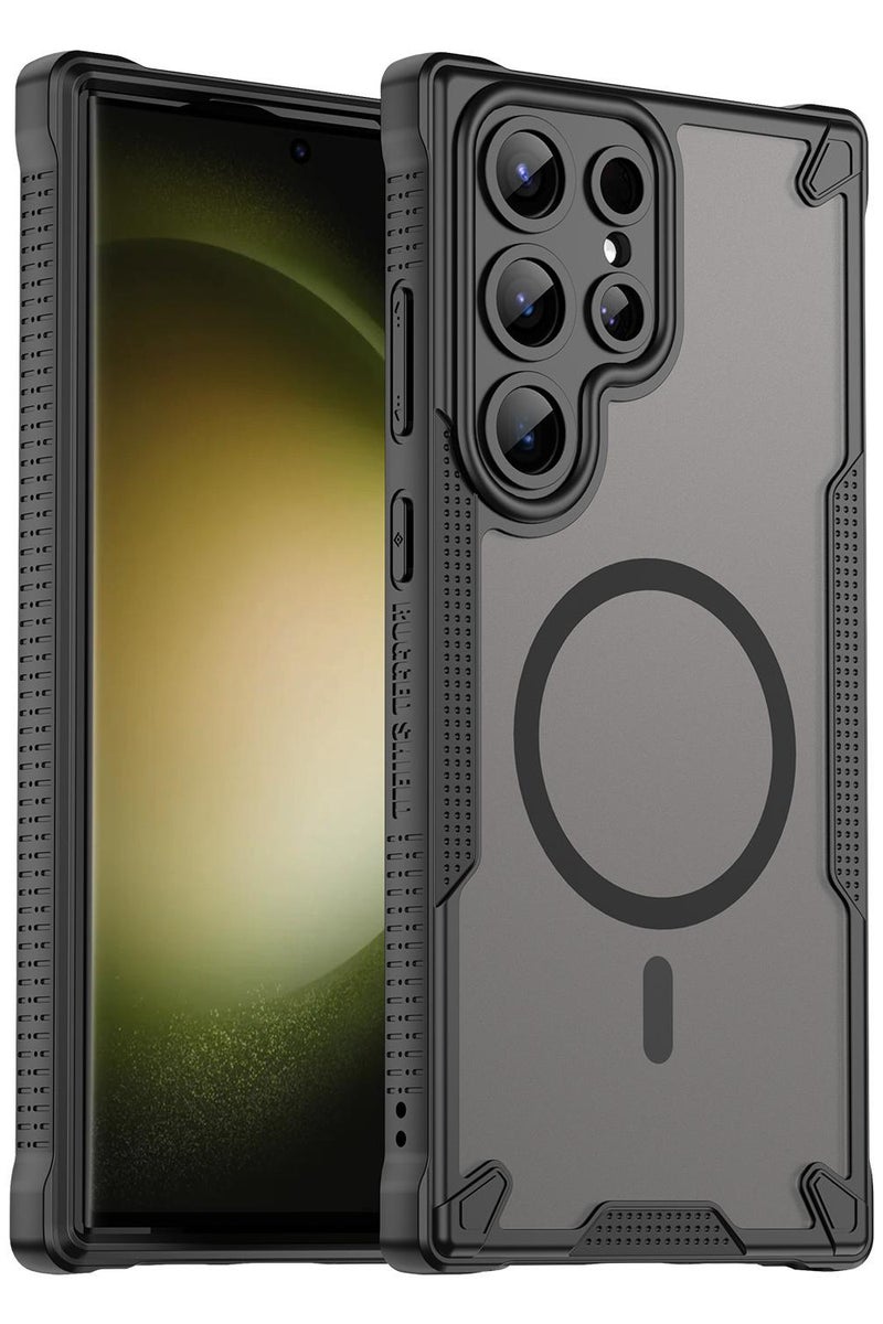 Cover For Samsung Galaxy S23 Ultra Armor Glaze MagSafe Magnetic Phone Case Raised edges around the screen and camera lens help prevent scratches - Black - Image 1