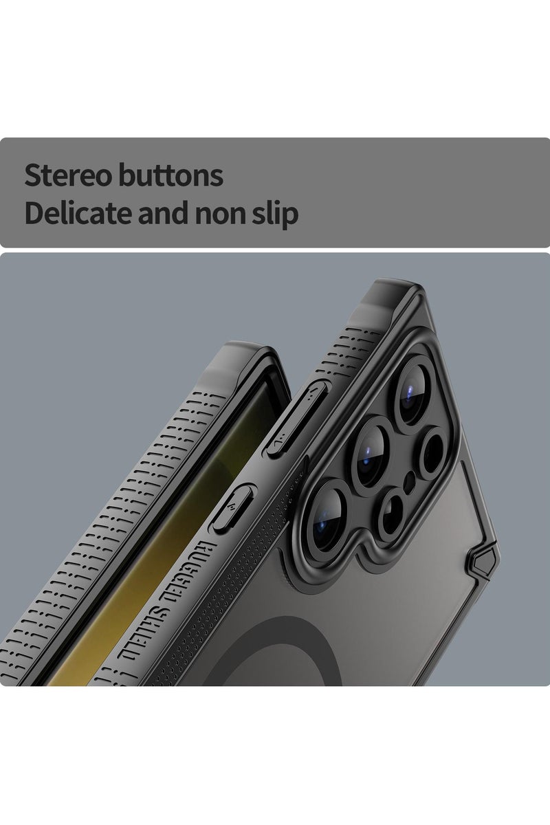 Cover For Samsung Galaxy S23 Ultra Armor Glaze MagSafe Magnetic Phone Case Raised edges around the screen and camera lens help prevent scratches - Black - Image 5