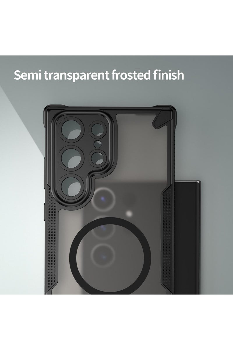 Cover For Samsung Galaxy S23 Ultra Armor Glaze MagSafe Magnetic Phone Case Raised edges around the screen and camera lens help prevent scratches - Black - Image 4