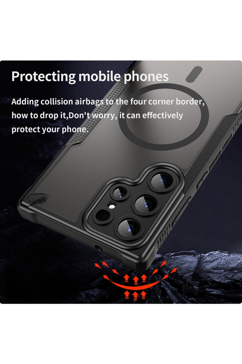 Cover For Samsung Galaxy S23 Ultra Armor Glaze MagSafe Magnetic Phone Case Raised edges around the screen and camera lens help prevent scratches - Black - Image 3