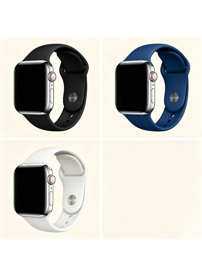 3 قطع حزام ساعة آبل 45 مم 44 مم 42 مم سيليكون بديل لسلسلة iWatch 9/8/7/SE/6/5/4/3/2/1 - Image 1