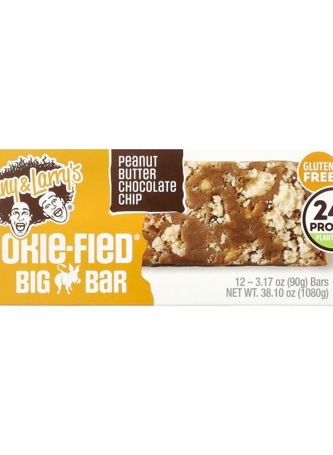 LENNY & LARRY'S بار كبير من كوكيفيد® زبدة الفول السوداني برقائق الشوكولاتة 12 بار 3.17 أونصة (90 جرام) لكل منها