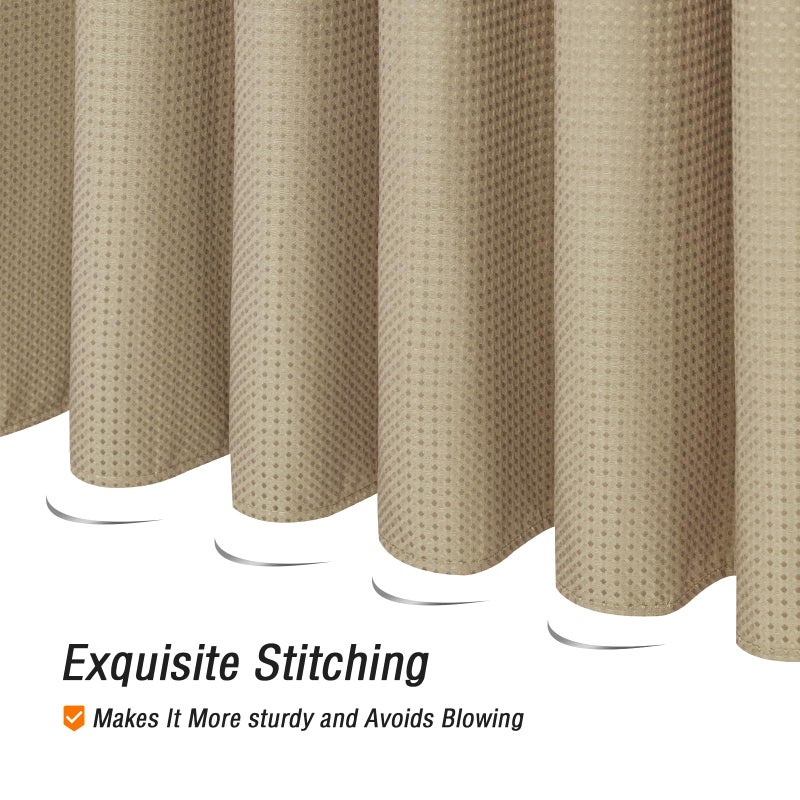 Gibelle Extra Long Shower Curtain 72 x 84  Tall Waffle Weave Textured Fabric Shower Curtain for Bathroom  Water Repellent  Machine Washable  Beige - Image 5