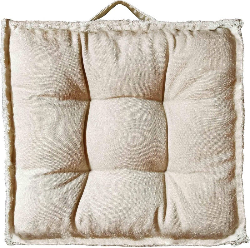 Verpert Square Thick Floor Seating Cushions,Solid Thick Tufted Cushion Meditation Pillow for Sitting on Floor,Tatami Pad for Guests or Kids Reading Nook,Yoga Living Room Sofa Balcony Outdoor (Beige) - Image 2