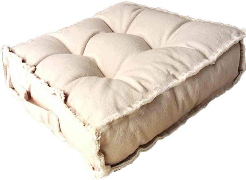 Verpert Square Thick Floor Seating Cushions,Solid Thick Tufted Cushion Meditation Pillow for Sitting on Floor,Tatami Pad for Guests or Kids Reading Nook,Yoga Living Room Sofa Balcony Outdoor (Beige) - Image 1