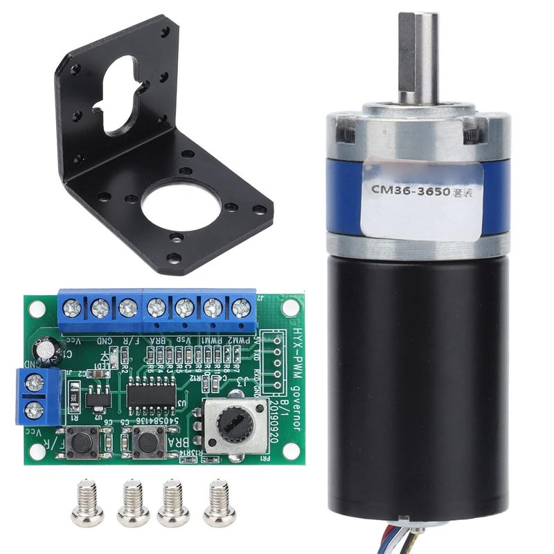 Gear Motor Speed Reduction Planetary Brushless D Shaft DC 12V Set Kit with Controller, Electric Gear Motor for Instrumentation Digital Product Medical Equipment Security Monitoring (16RPM) - Image 1