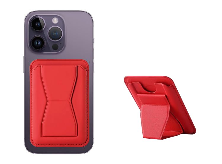 ClickCase حامل بطاقات الائتمان من جلد تانغو ميترو، خلفية الهاتف المحمول أو الحافظة | حامل | شريط لاصق مزدوج 3M لحقيبة بطاقات لجميع الهواتف الذكية (أحمر) - Image 1