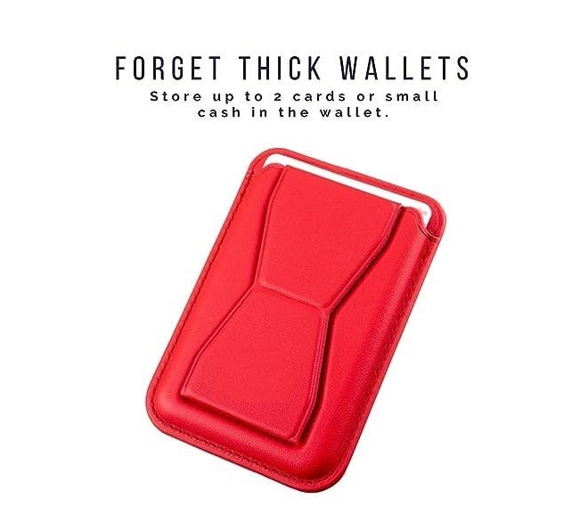 ClickCase حامل بطاقات الائتمان من جلد تانغو ميترو، خلفية الهاتف المحمول أو الحافظة | حامل | شريط لاصق مزدوج 3M لحقيبة بطاقات لجميع الهواتف الذكية (أحمر) - Image 5