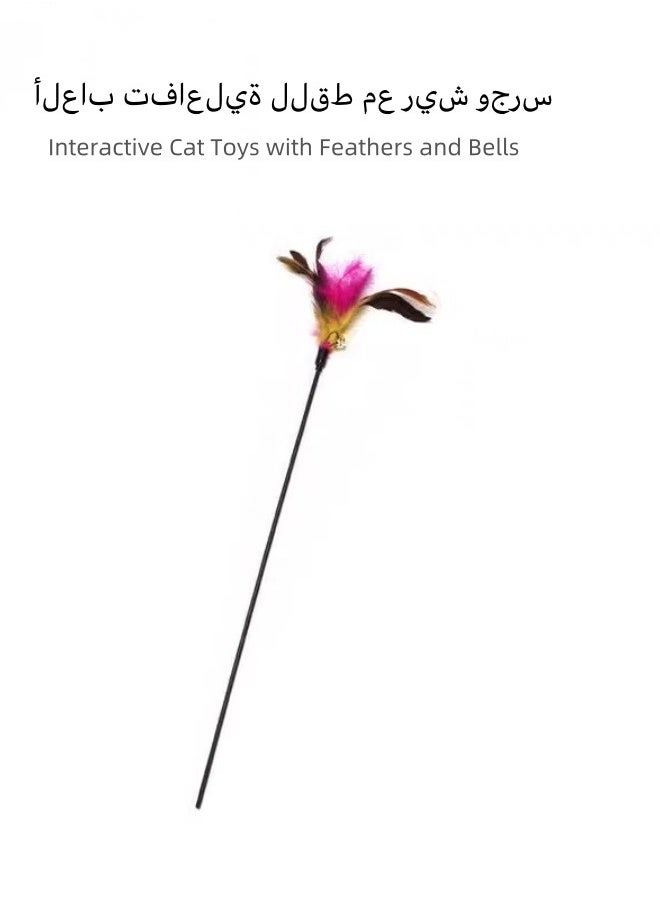Generic 1 Piece Cat Toys Interactive Cat Wand Toys with Feather and Bell Safe Cat Teaser Catcher Stick Toy Colorful  for Cats Kittens Training Pets Exerciser  - Image 3