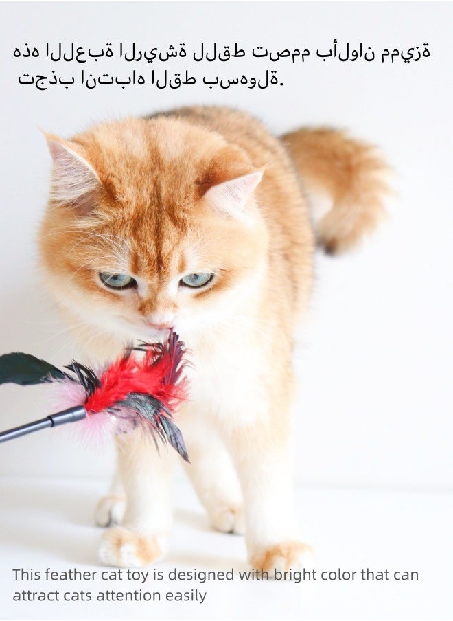Generic - 1 Piece Cat Toys Interactive Cat Wand Toys with Feather and Bell Safe Cat Teaser Catcher Stick Toy Colorful  for Cats Kittens Training Pets Exerciser - Image 1