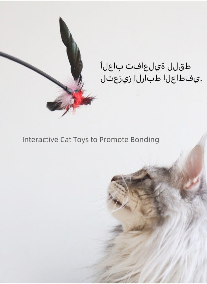 Generic 1 Piece Cat Toys Interactive Cat Wand Toys with Feather and Bell Safe Cat Teaser Catcher Stick Toy Colorful  for Cats Kittens Training Pets Exerciser  - Image 5