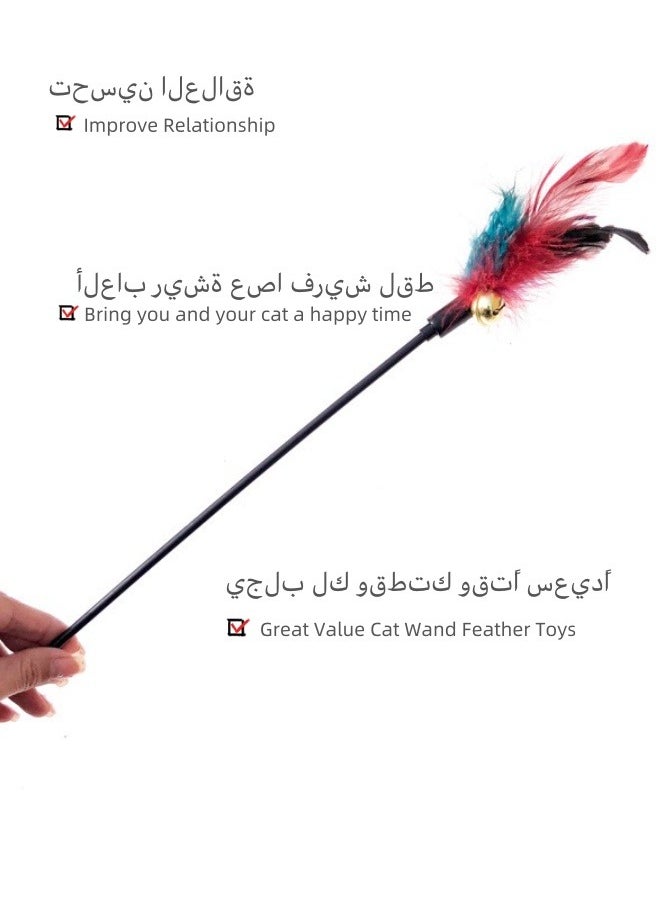 Generic 1 Piece Cat Toys Interactive Cat Wand Toys with Feather and Bell Safe Cat Teaser Catcher Stick Toy Colorful  for Cats Kittens Training Pets Exerciser  - Image 1