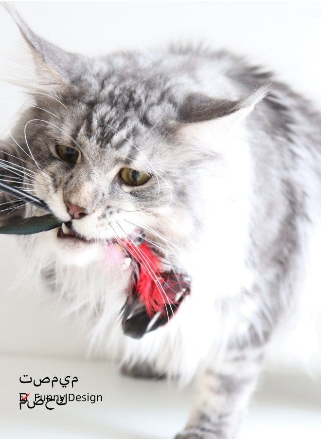 Generic - 1 Piece Cat Toys Interactive Cat Wand Toys with Feather and Bell Safe Cat Teaser Catcher Stick Toy Colorful  for Cats Kittens Training Pets Exerciser - Image 1