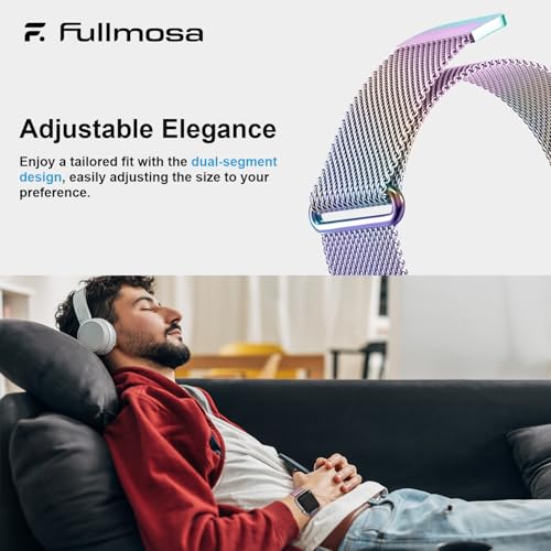 Fullmosa Compatible with Apple Watch Strap 49mm 46mm 45mm 44mm 42mm（Series 3/2/1） Women Men,Milanese iWatch Strap Ultra 3/2/1 SE3/2/1 Series 11 10 9 8 7 6 5 4 3 2 1, Colorful [NO Watch and Case] - Image 5
