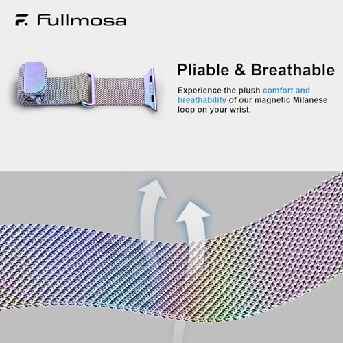 Fullmosa Compatible with Apple Watch Strap 49mm 46mm 45mm 44mm 42mm（Series 3/2/1） Women Men,Milanese iWatch Strap Ultra 3/2/1 SE3/2/1 Series 11 10 9 8 7 6 5 4 3 2 1, Colorful [NO Watch and Case] - Image 4